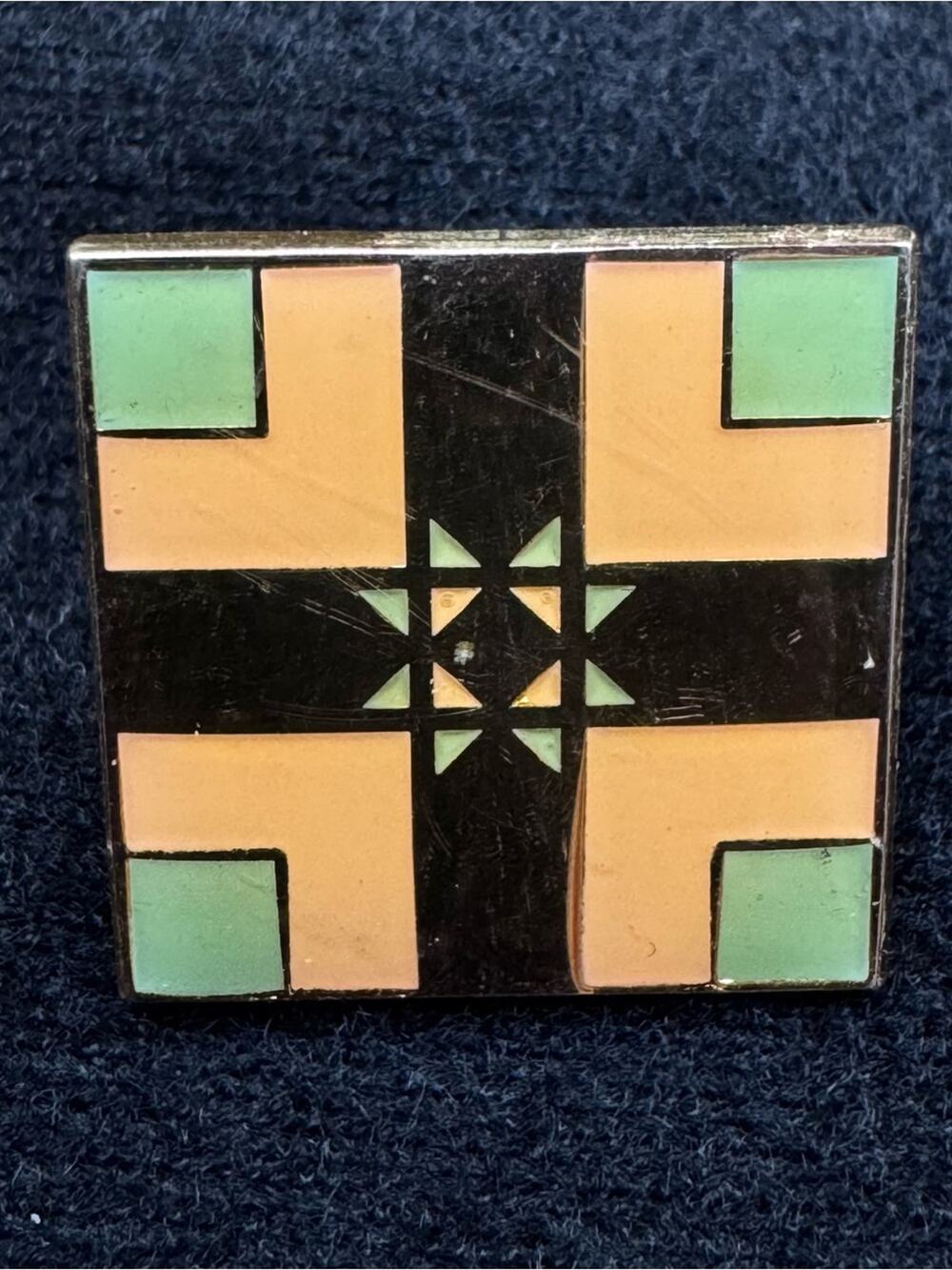 Quilting Square Gold Tone Vintage Lapel Pin Pin Back